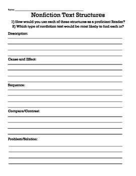 non fiction text structure worksheet pdf